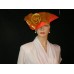 Elegant Fancy Social Church DEBORAH Orange Gold 's Hat  6 7/8 ~ Small  eb-49182782